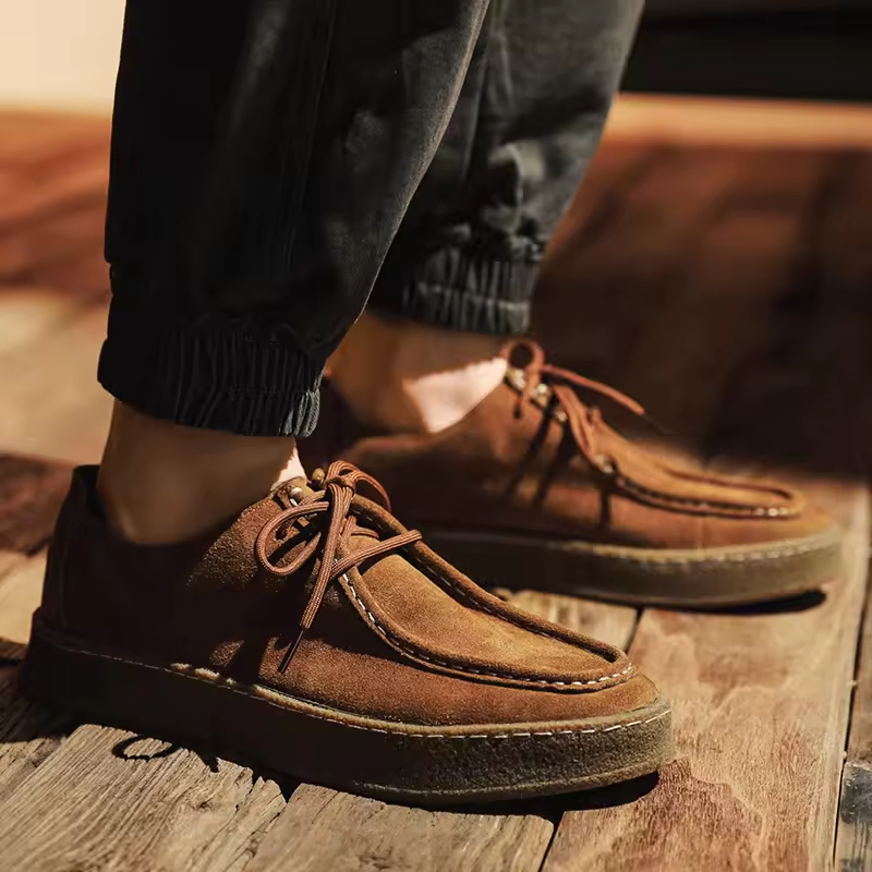 Men's Trendy Casual Leather Versatile Suede Shoes British Style Leather Casual Shoes Three Colors
