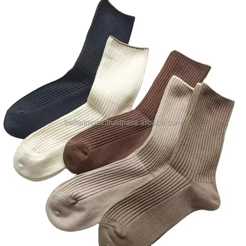 New Customized Socks Set Casual Plain Color Women's Casual Cotton Socks Autumn Simple Men Medium Length Socks